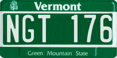 VT license plate NGT176