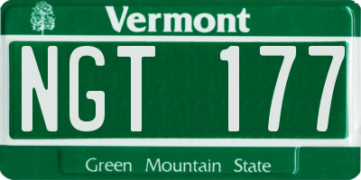 VT license plate NGT177