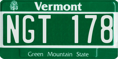 VT license plate NGT178