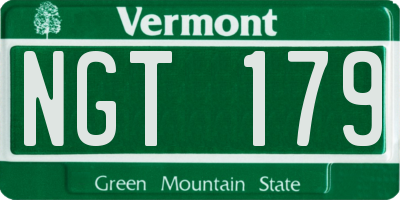 VT license plate NGT179