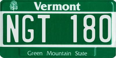 VT license plate NGT180