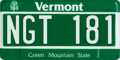 VT license plate NGT181