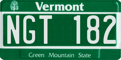 VT license plate NGT182
