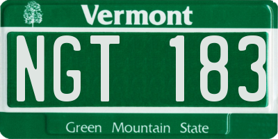 VT license plate NGT183