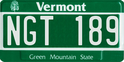 VT license plate NGT189