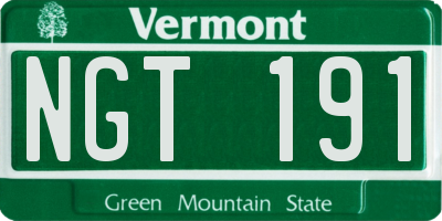 VT license plate NGT191