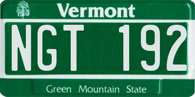 VT license plate NGT192