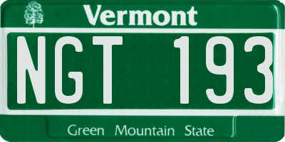 VT license plate NGT193