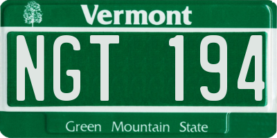 VT license plate NGT194