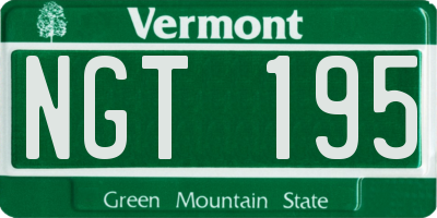 VT license plate NGT195
