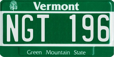 VT license plate NGT196