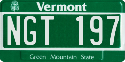 VT license plate NGT197