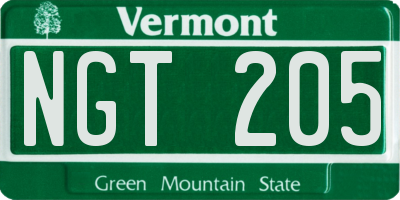 VT license plate NGT205