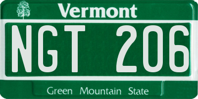 VT license plate NGT206