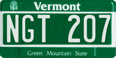 VT license plate NGT207