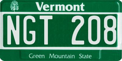 VT license plate NGT208