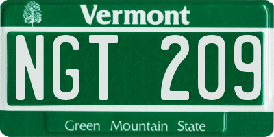VT license plate NGT209