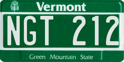 VT license plate NGT212