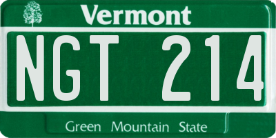 VT license plate NGT214