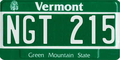 VT license plate NGT215