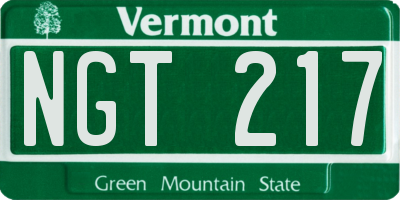 VT license plate NGT217