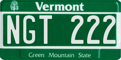VT license plate NGT222