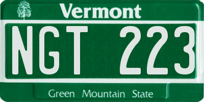 VT license plate NGT223