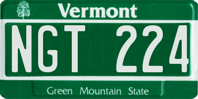 VT license plate NGT224