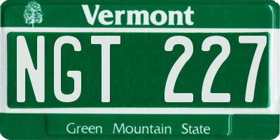 VT license plate NGT227