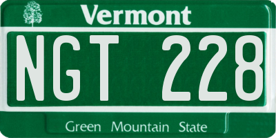 VT license plate NGT228