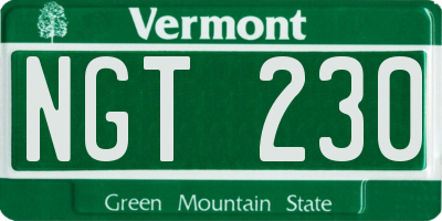 VT license plate NGT230
