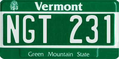 VT license plate NGT231