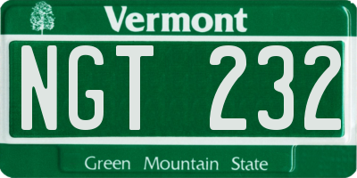 VT license plate NGT232