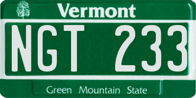 VT license plate NGT233