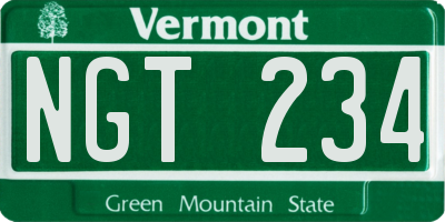 VT license plate NGT234