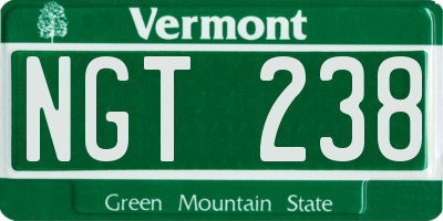 VT license plate NGT238