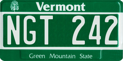VT license plate NGT242