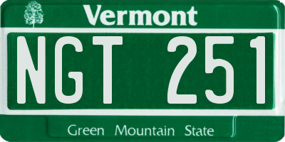 VT license plate NGT251