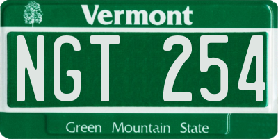 VT license plate NGT254