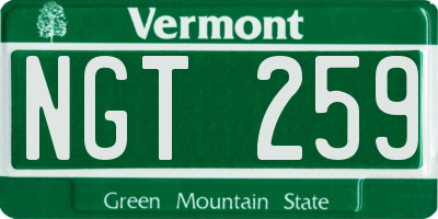 VT license plate NGT259