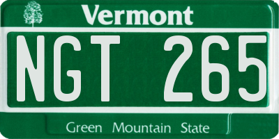 VT license plate NGT265