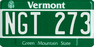 VT license plate NGT273