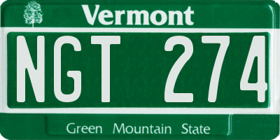 VT license plate NGT274