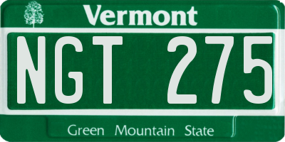 VT license plate NGT275