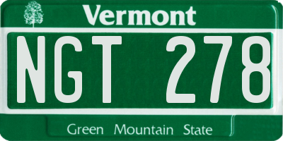 VT license plate NGT278
