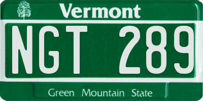 VT license plate NGT289