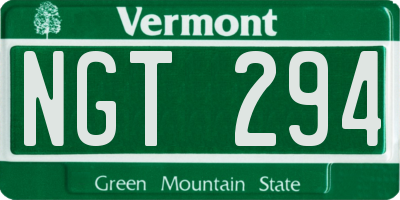 VT license plate NGT294