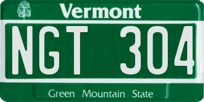 VT license plate NGT304