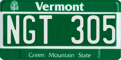 VT license plate NGT305