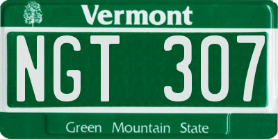 VT license plate NGT307